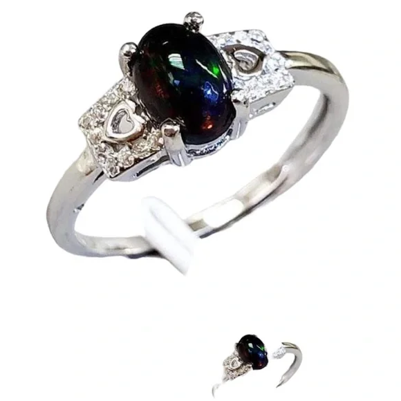 925 STERLING SILVER ETHIOPIAN BLACK OPAL - Picture 1 of 2
